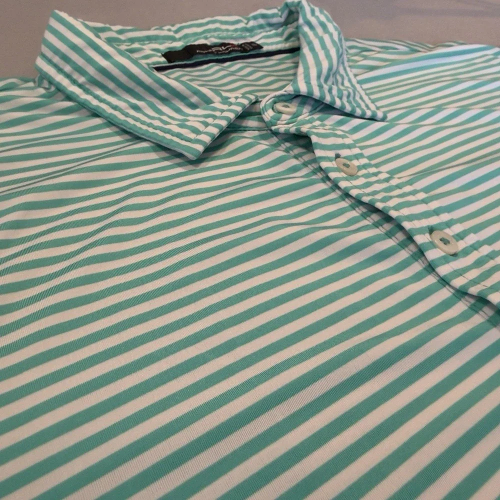 RLX Ralph Lauren Green White‎ Striped Polo Shirt XXL